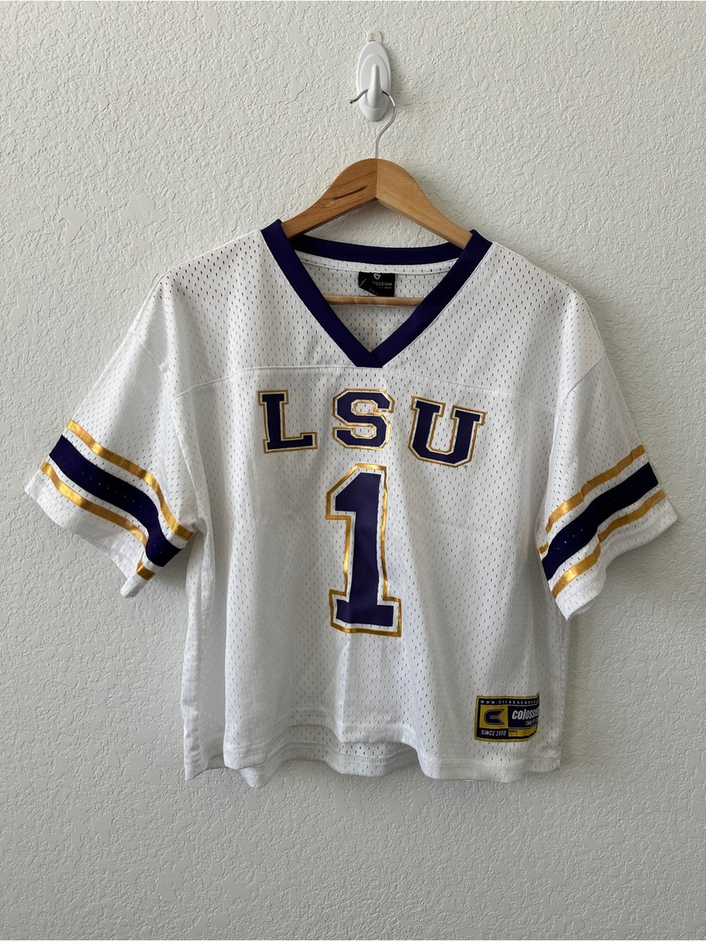 Colosseum Women’s LSU Tigers Football Jersey White Size Large Louisiana SEC